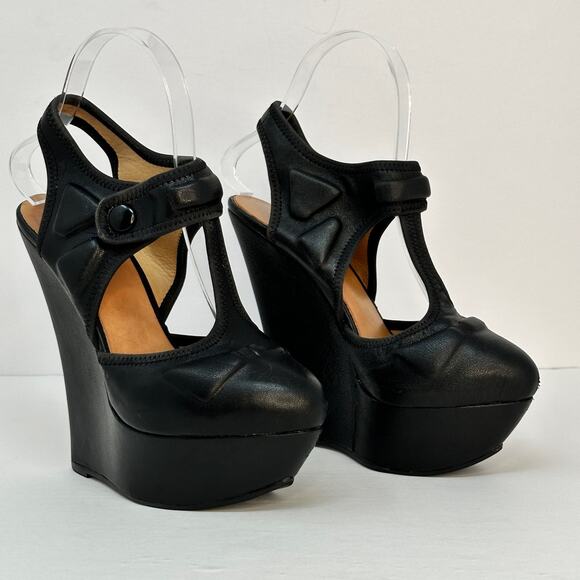 L.A.M.B. by Gwen Stefani Caitlyn Platform Heels, Black Leather size US 6 - Picture 1 of 12
